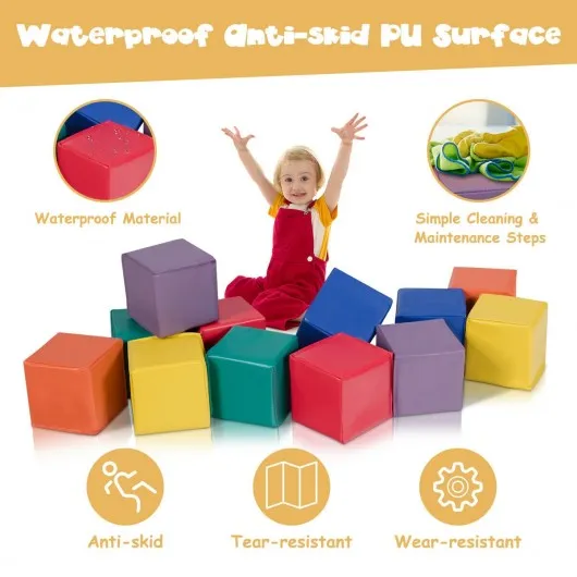 12-Piece 5.5" Soft Colorful Foam Building Blocks