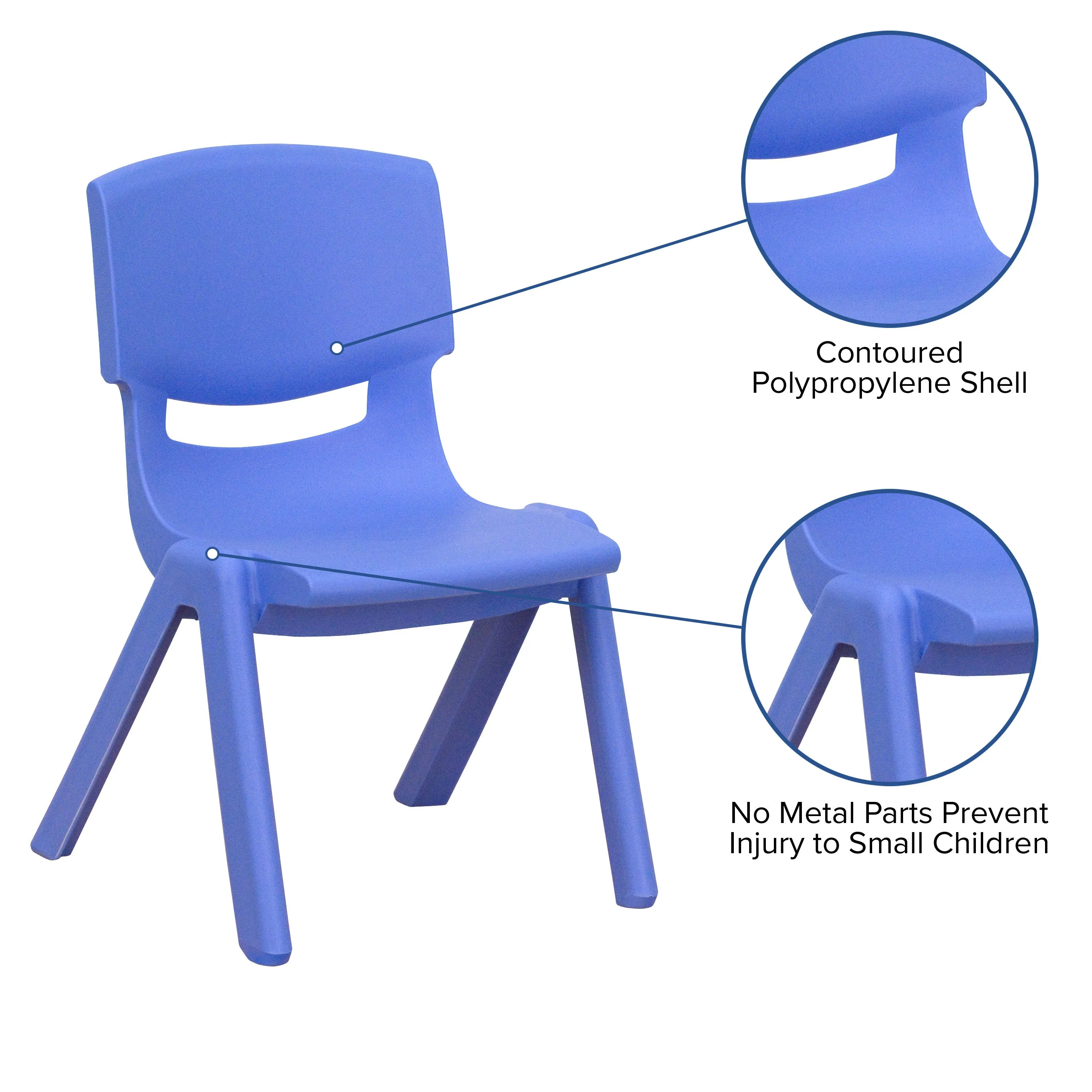 2 Pack Plastic Stackable School Chair with 10.5" Seat Height