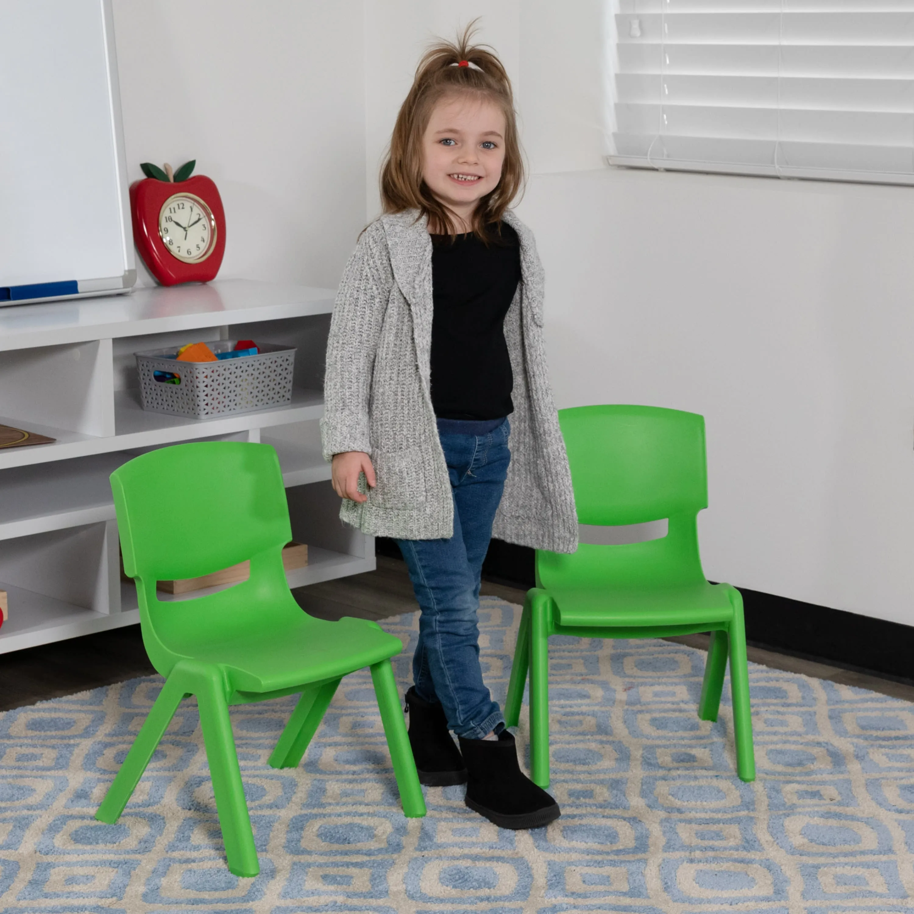 2 Pack Plastic Stackable School Chair with 10.5" Seat Height