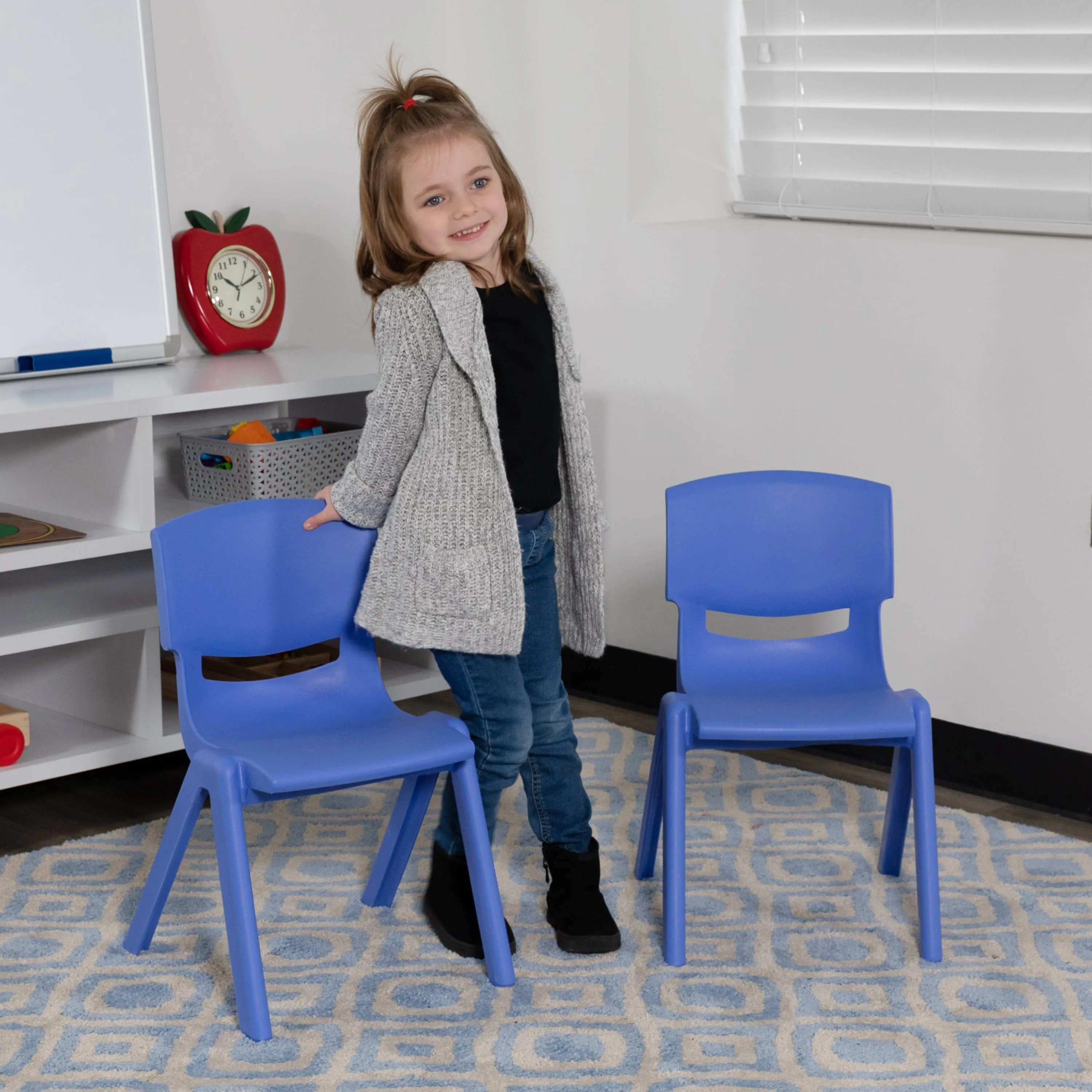 2 Pack Plastic Stackable School Chair with 10.5" Seat Height