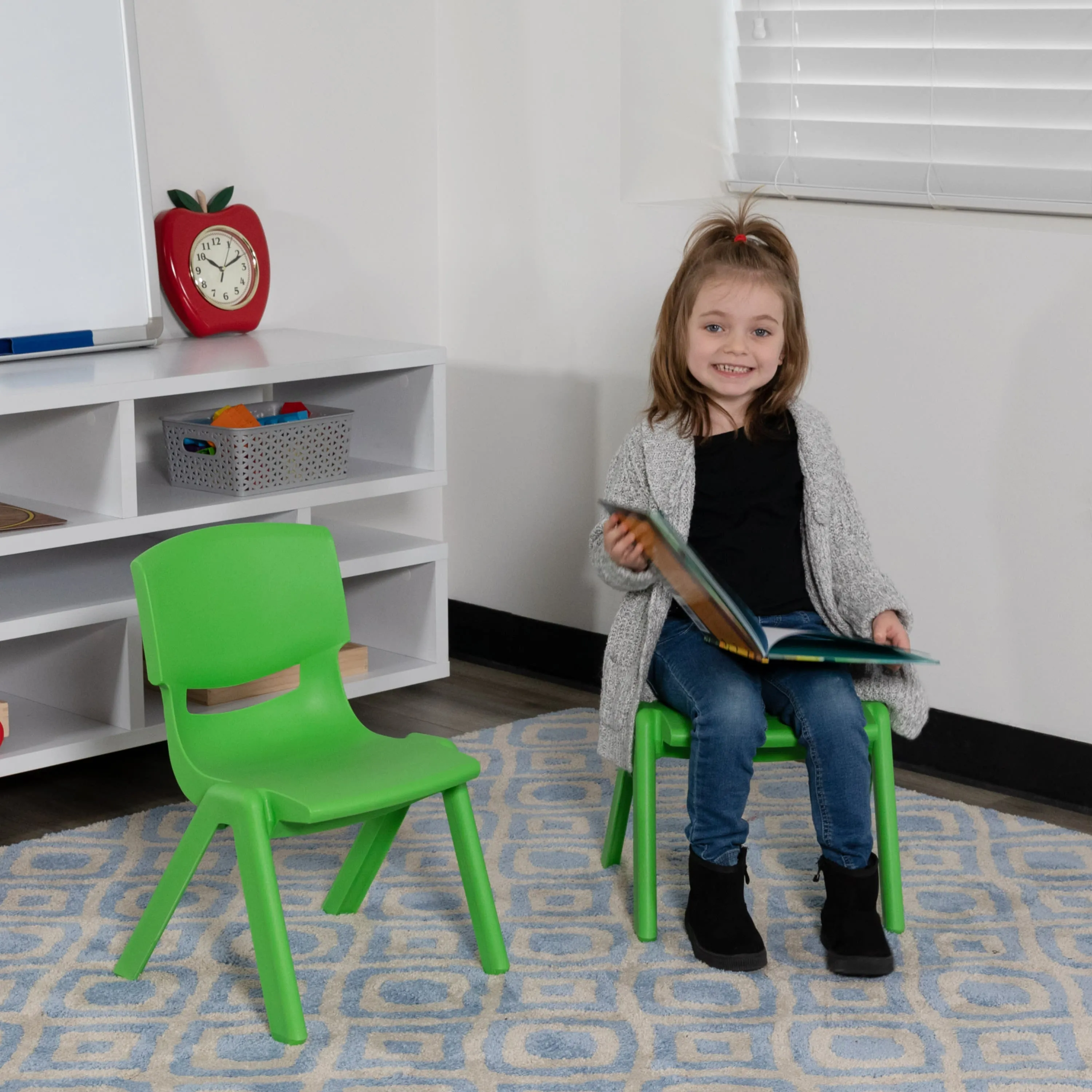 2 Pack Plastic Stackable School Chair with 10.5" Seat Height