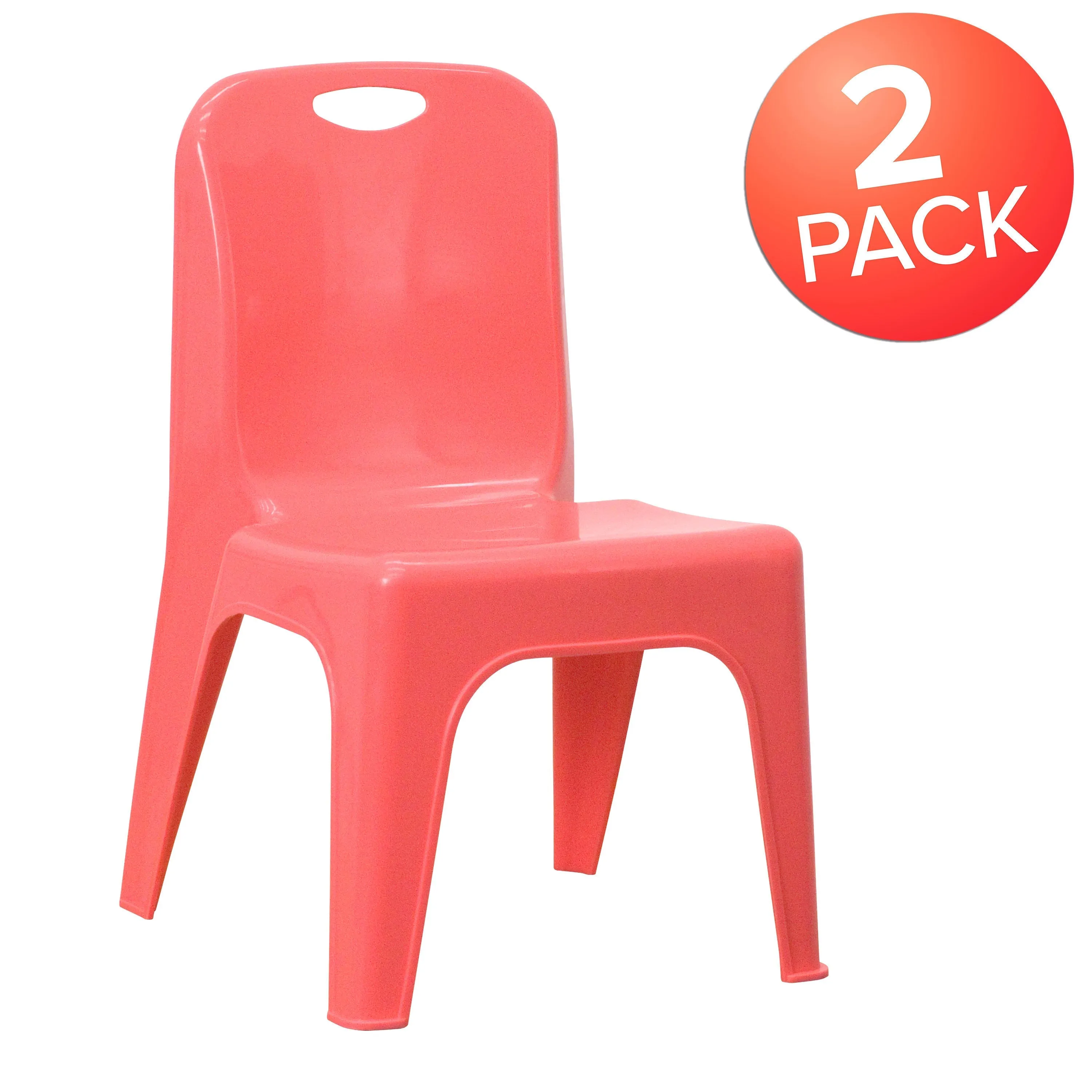 2 Pack Plastic Stackable School Chair with Carrying Handle and 11" Seat Height