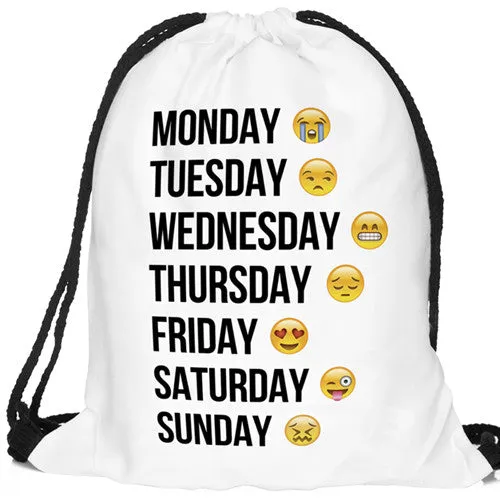 2016 new fashion Women Emoji Backpack 3D printing travel softback  women mochila drawstring bag mens backpacks