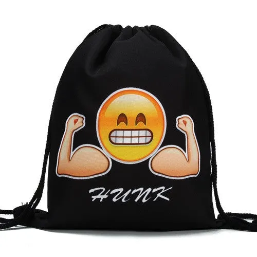 2016 new fashion Women Emoji Backpack 3D printing travel softback  women mochila drawstring bag mens backpacks