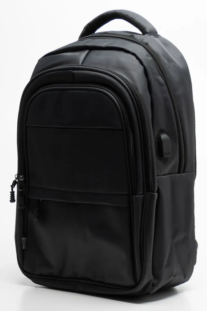 3 Division Laptop Bag With USB Dark Grey