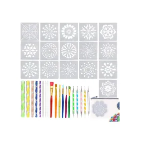 36 PCS Mandala Dotting Tools Stencil Set with Zipper Storage Bag | for Painting Rocks Drawing | Kids' Crafts | Nail Art Supplies