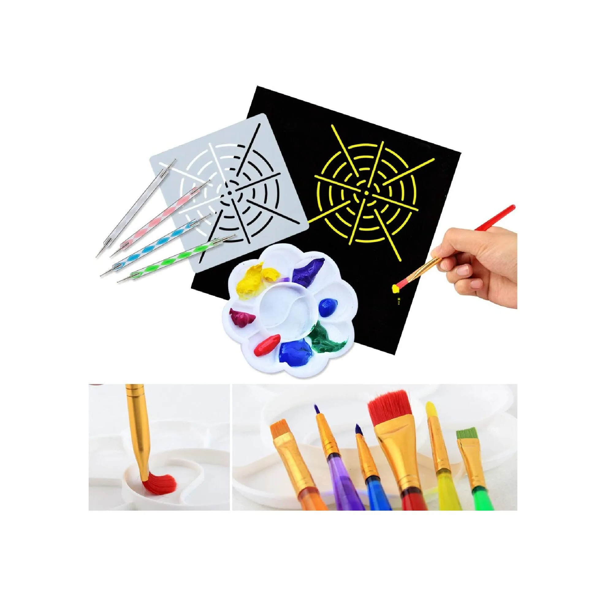 36 PCS Mandala Dotting Tools Stencil Set with Zipper Storage Bag | for Painting Rocks Drawing | Kids' Crafts | Nail Art Supplies