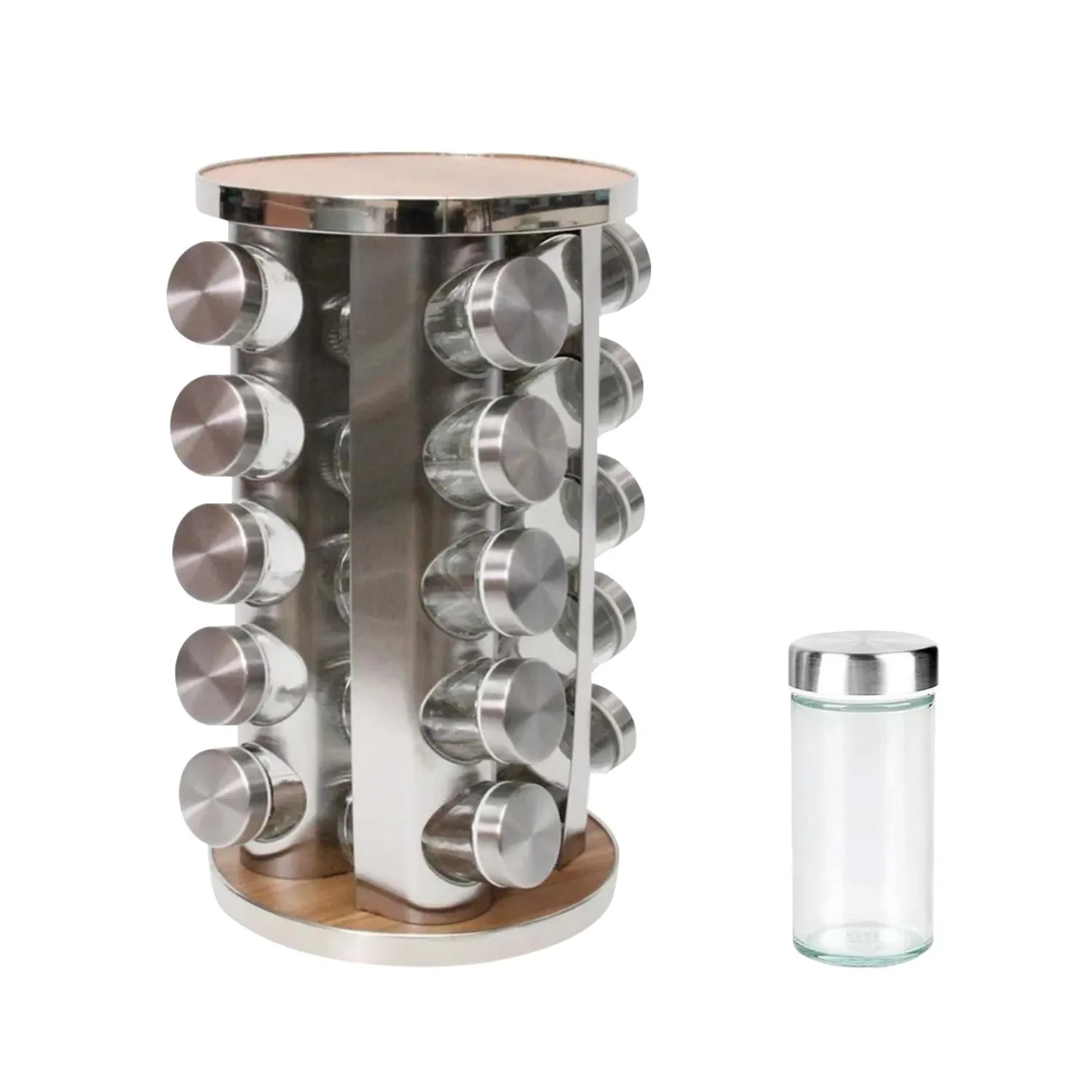 360° Rotating Spice Rack with 20 Refillable Jars, GOMINIMO