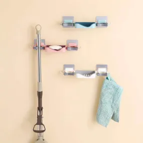 3in1 Wall-Mounted Soap Mop Rack Holder