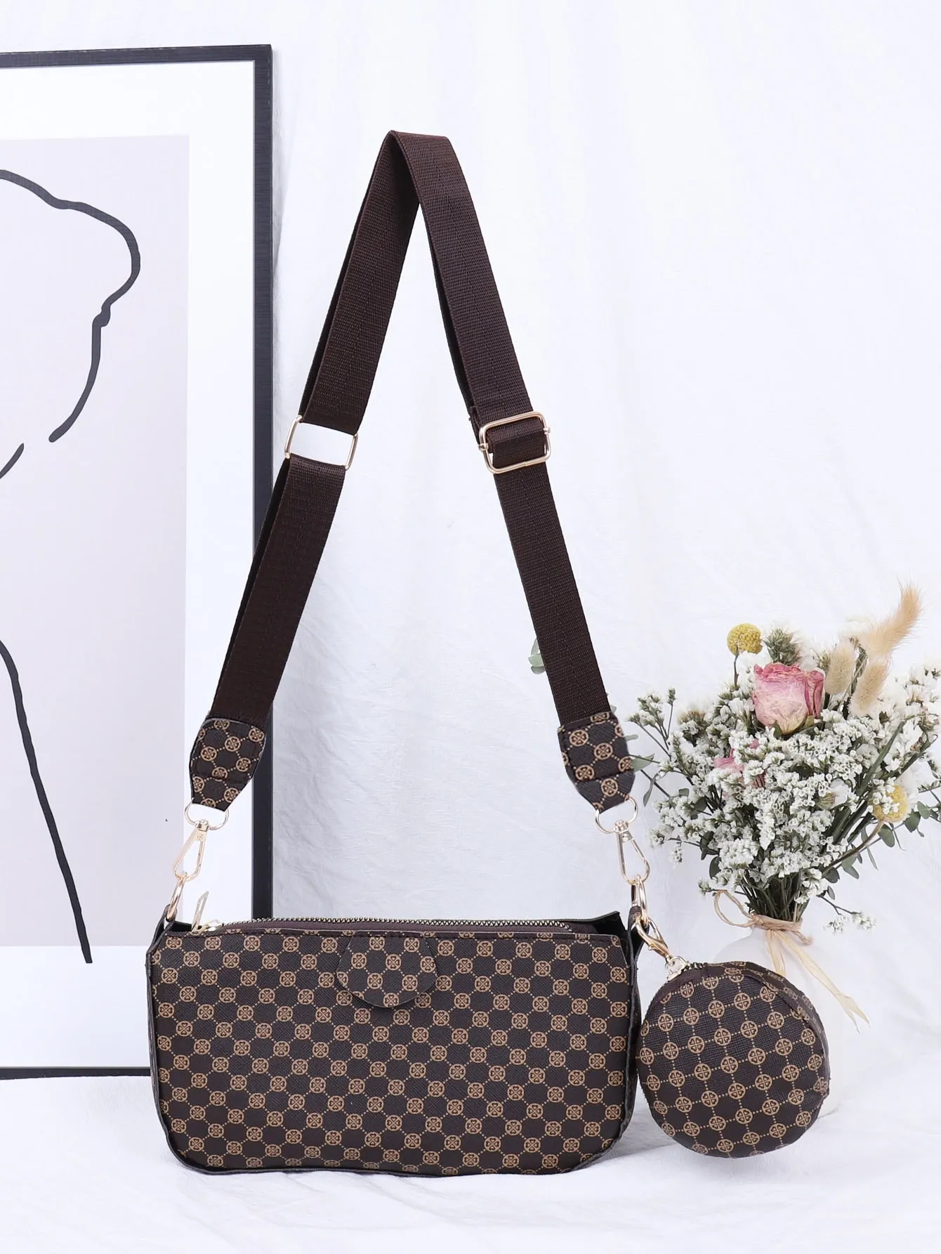 3pcs Graphic Crossbody Bag Set