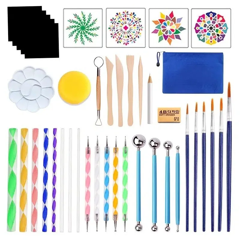 42 PCS Mandala Dotting Tools Painting Kit With Zipper Storage Bag For Painting Rocks | Mandala Art And Drawing Art | Nail Art