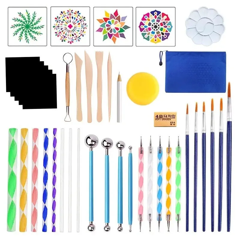 42 PCS Mandala Dotting Tools Painting Kit With Zipper Storage Bag For Painting Rocks | Mandala Art And Drawing Art | Nail Art