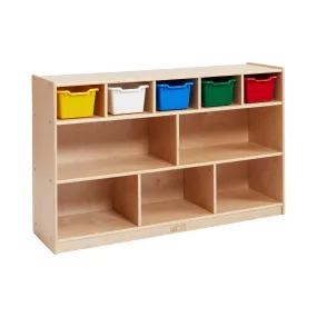 5 5 Compartment Storage and Tray Cabinet with 5 Scoop Front Bins, Natural