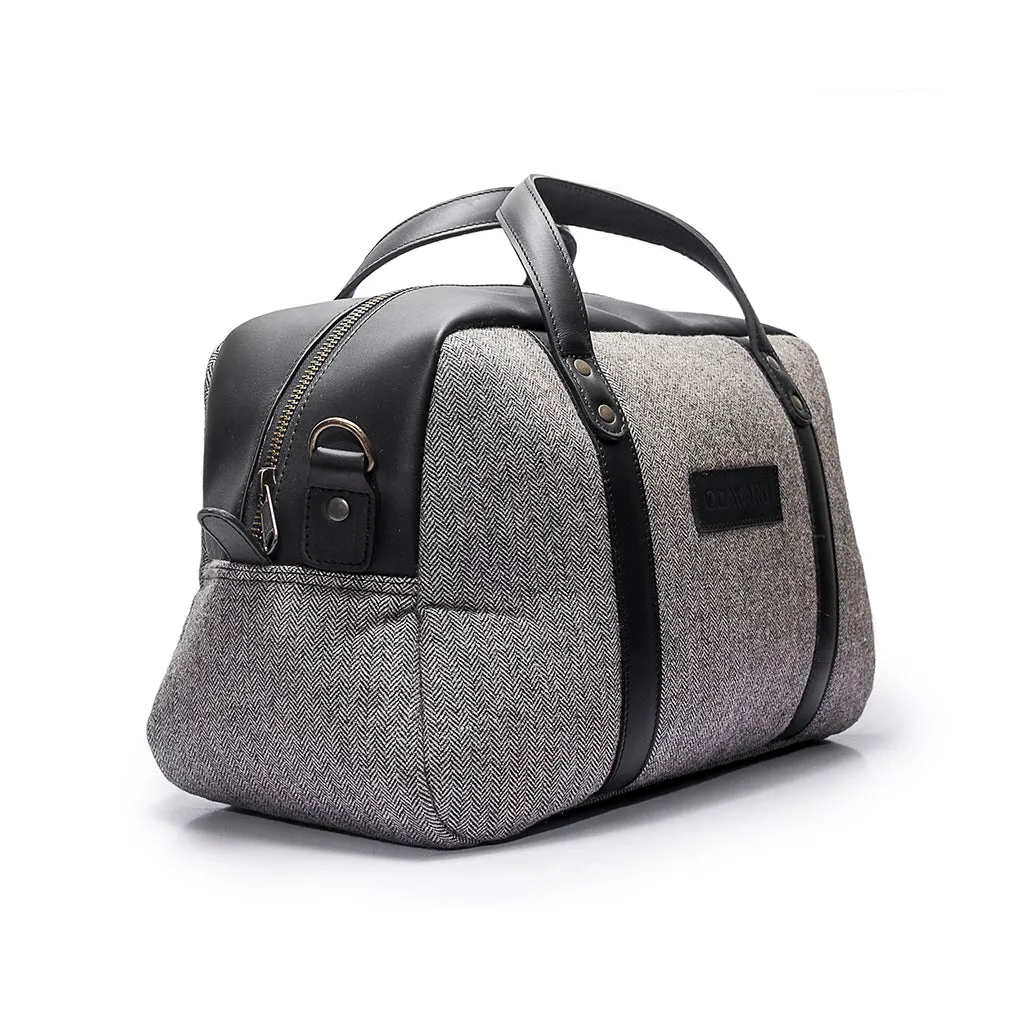 Albatross Weekender - Wool Herringbone | Black Leather