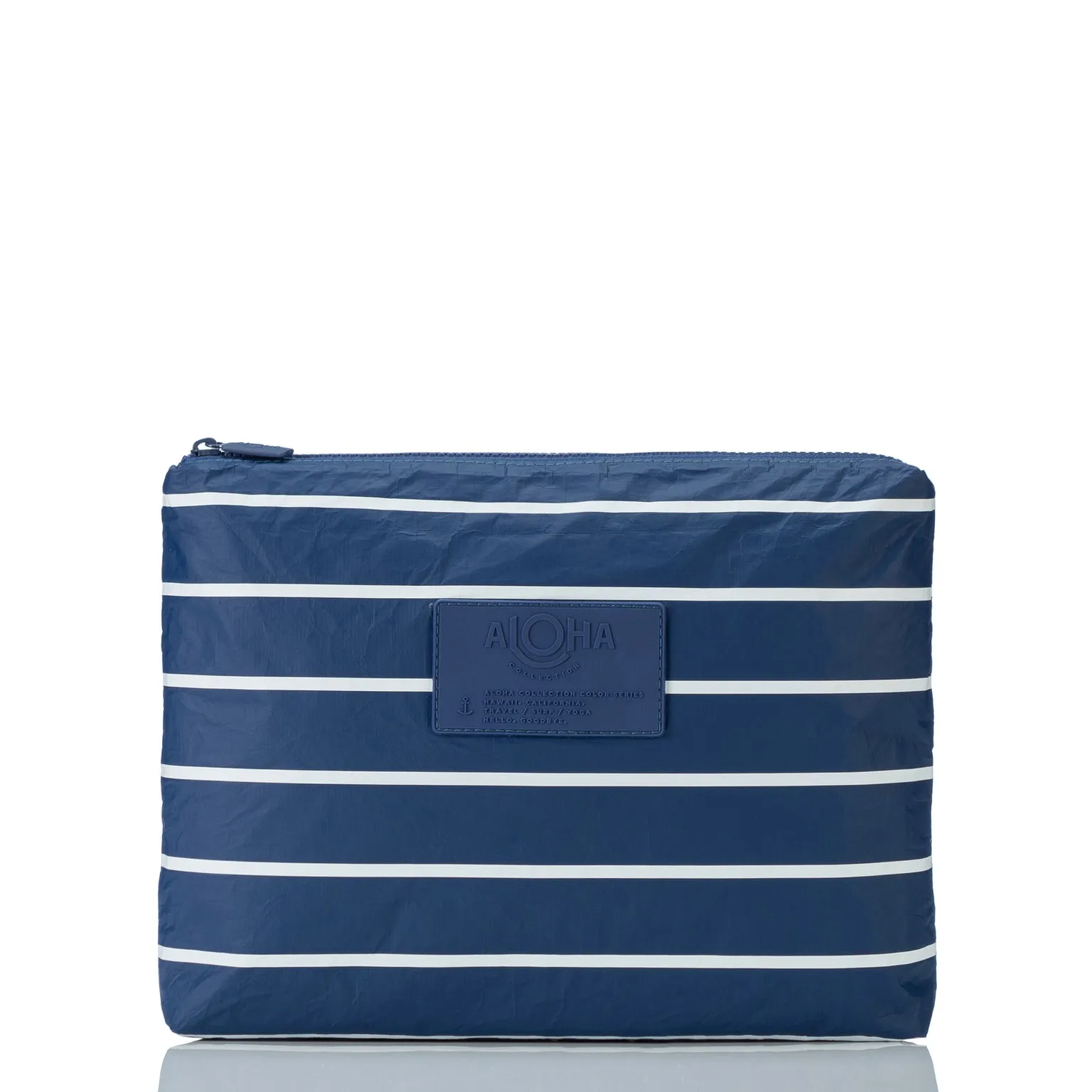 Aloha Collection Mid Pinstripe Pouch-White/Navy