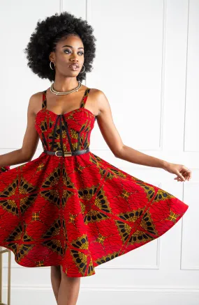 Ankara Corset Fit & Flare Midi Dress - CORDELIA