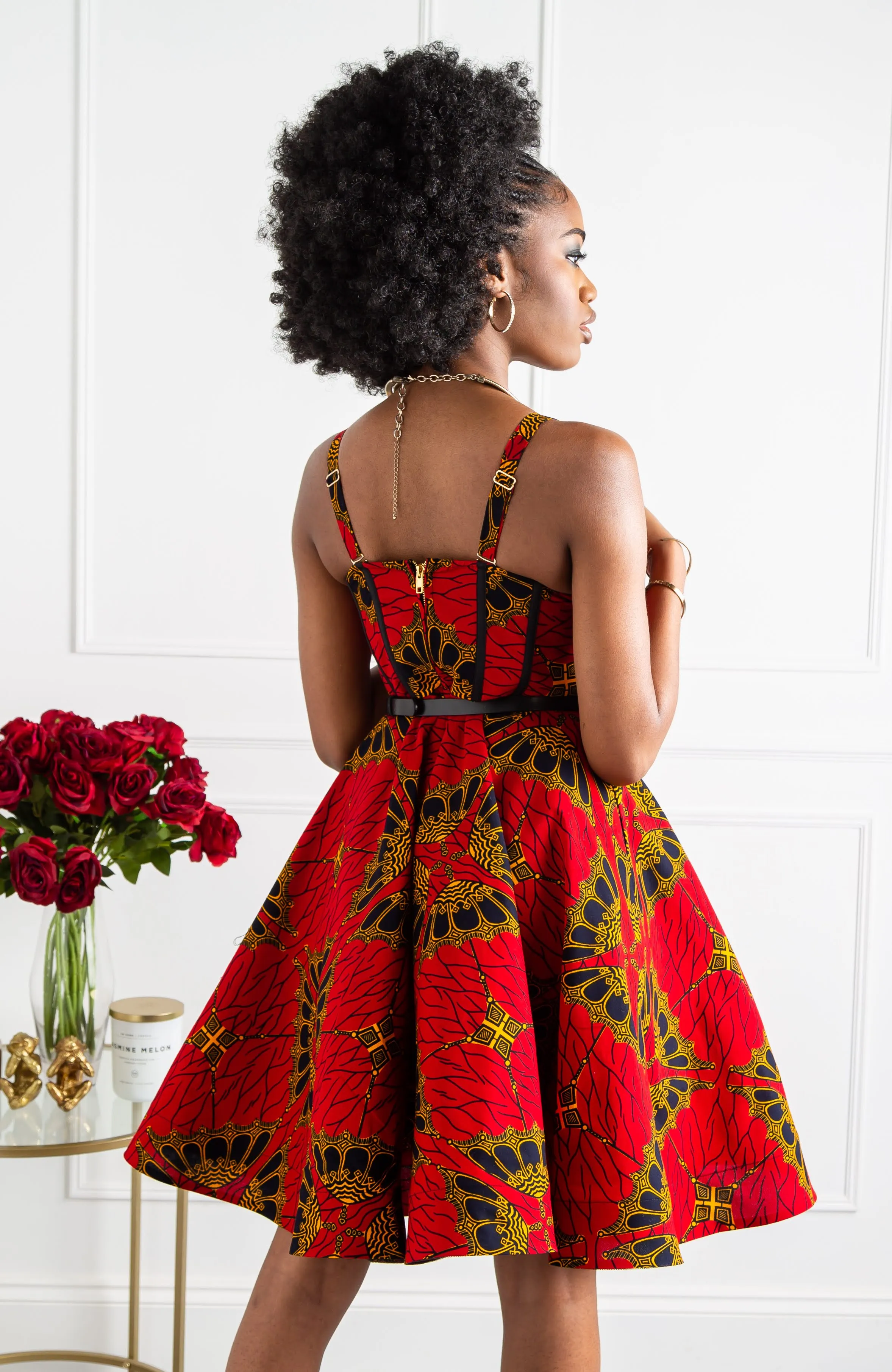 Ankara Corset Fit & Flare Midi Dress - CORDELIA