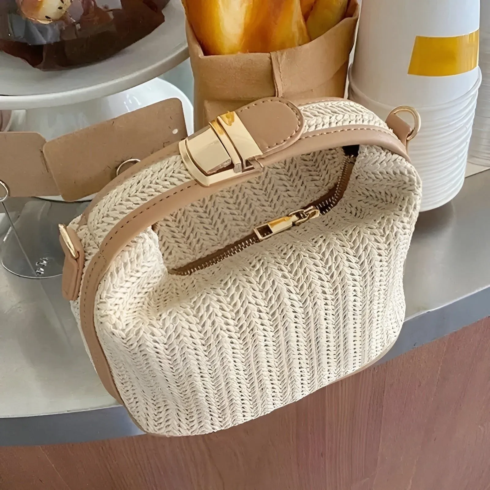 Annaleena Bag - Legere Gewebte Rattan-Strandtasche