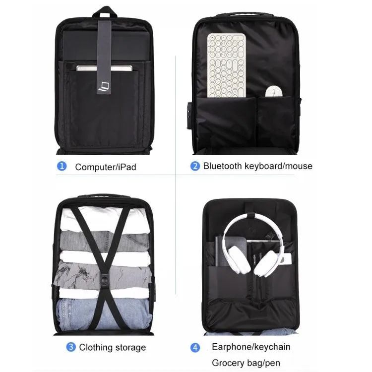 Anti-Theft Hard Shell Laptop Backpack with Alloy Frame for Men