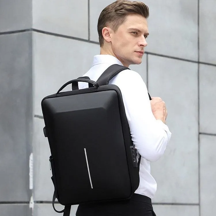 Anti-Theft Hard Shell Laptop Backpack with Alloy Frame for Men