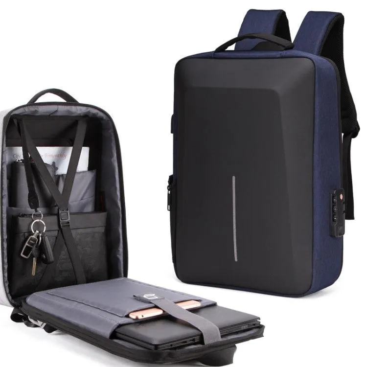 Anti-Theft Hard Shell Laptop Backpack with Alloy Frame for Men