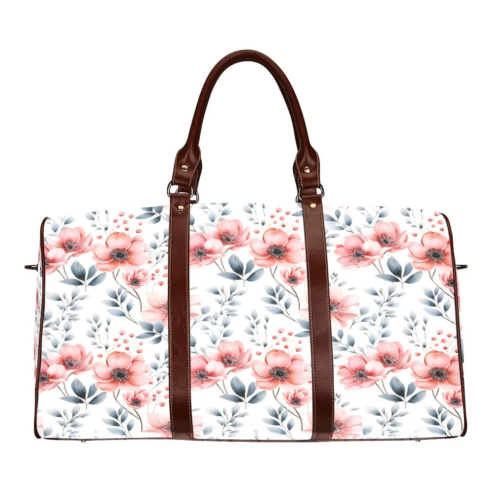 Apricot and Grey Floral Waterproof Travel Bag/Small (Model 1639)