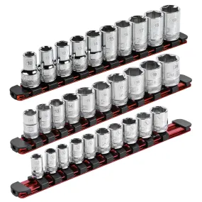 ARES 60109 - 3-Piece Red 9.84-Inch Aluminum Socket Rail Set with Locking End Caps