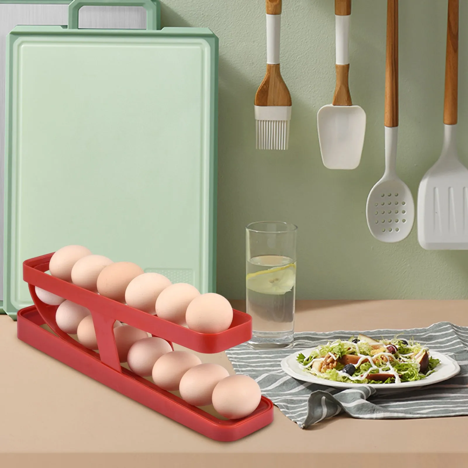 Automatic Scrolling Egg Rack Holder Storage Box Egg Basket