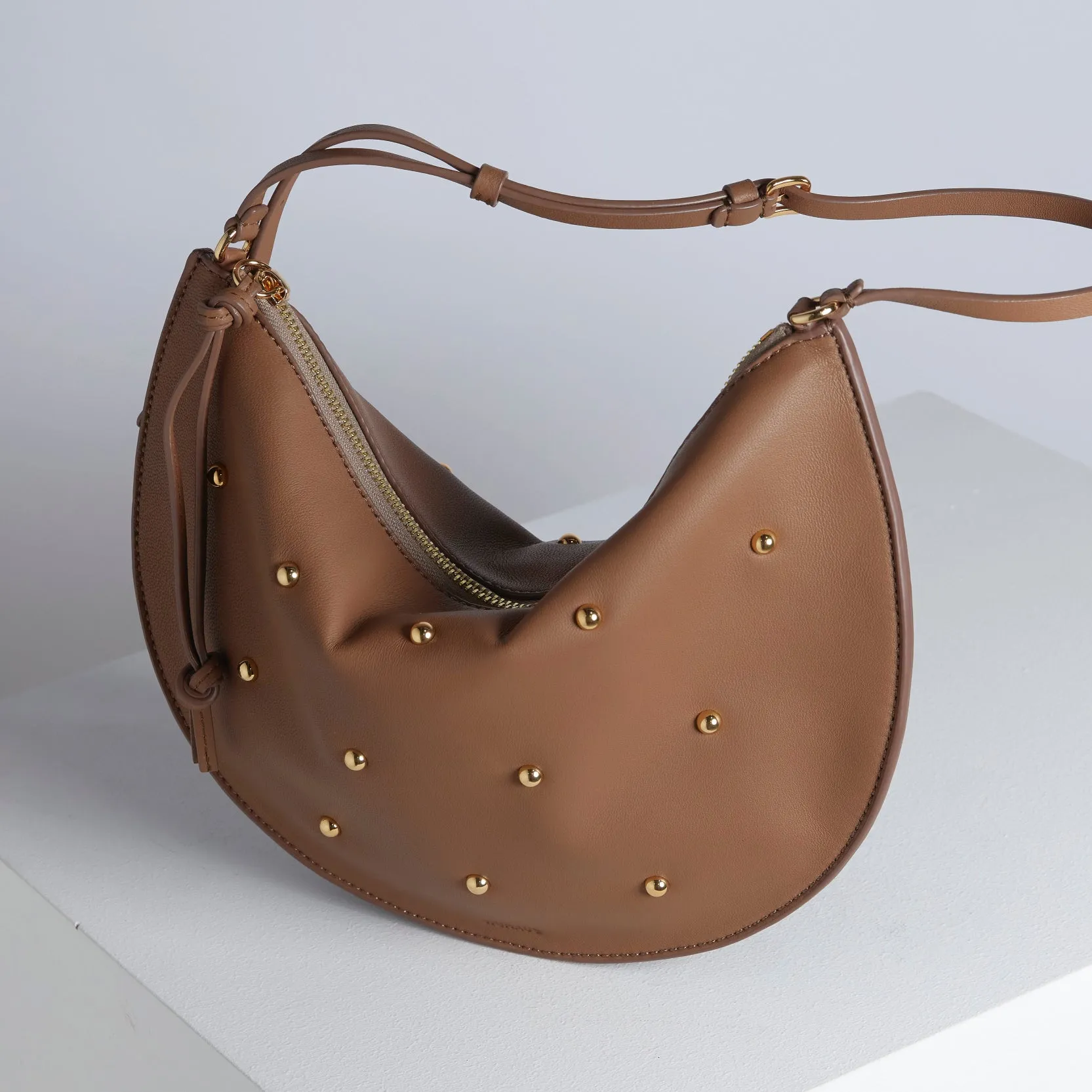 Babalon Stud Walnut Shoulder Bag