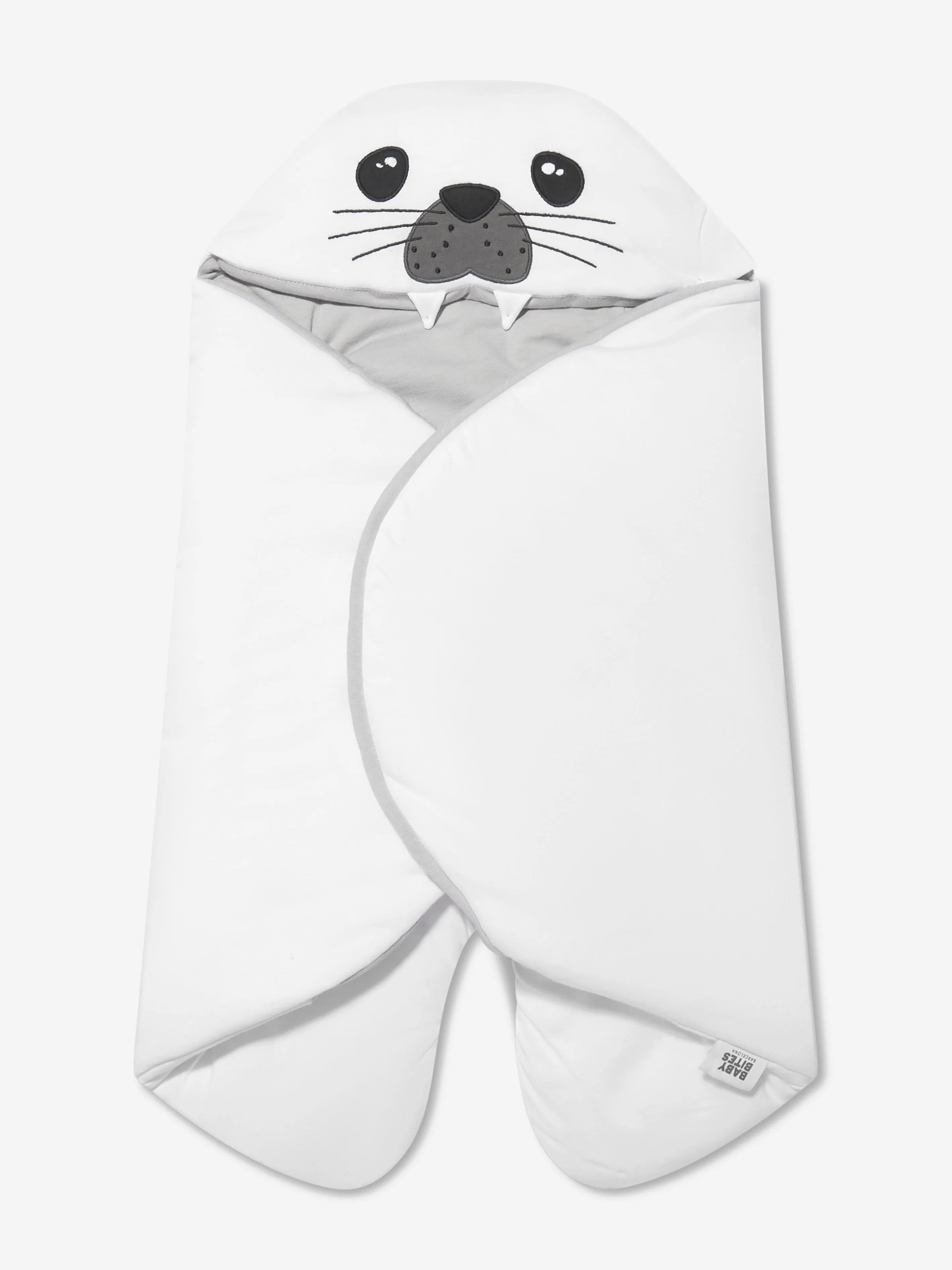 Baby Bites Baby Seal Lullaby Swaddle in White