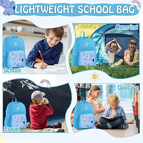 Backpack for Kids, Chasechic Water-resistant Toddler Preschool Kindergarten Bookbag for Kids with Chest Strap Blue Elephant