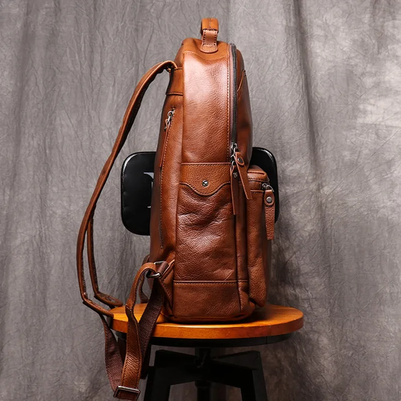 Backpack Head Layer Cowhide Leather Retro Travel Bag Casual Computer Package Fashion Women Backpack