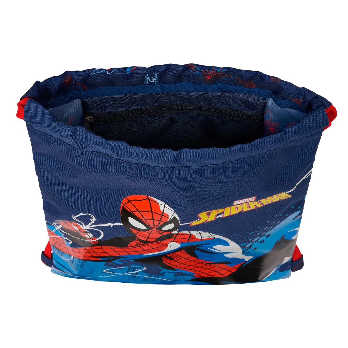 Backpack with Strings Spider-Man Neon Navy Blue 26 x 34 x 1 cm