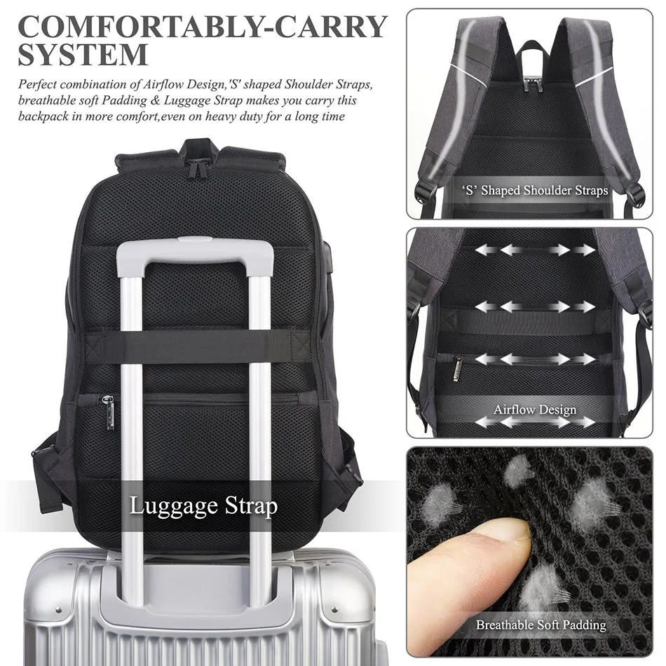 Backpack With USB Port Student Backpack Men Women Large Capacity Travel School Bags Multifunction Laptop Backpack