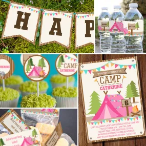 Backyard Camping Party Decorations for a Girl | Summer Party Campout