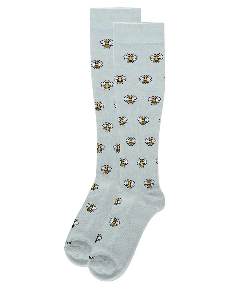 Bees (Light Blue) Bamboo Compression Socks