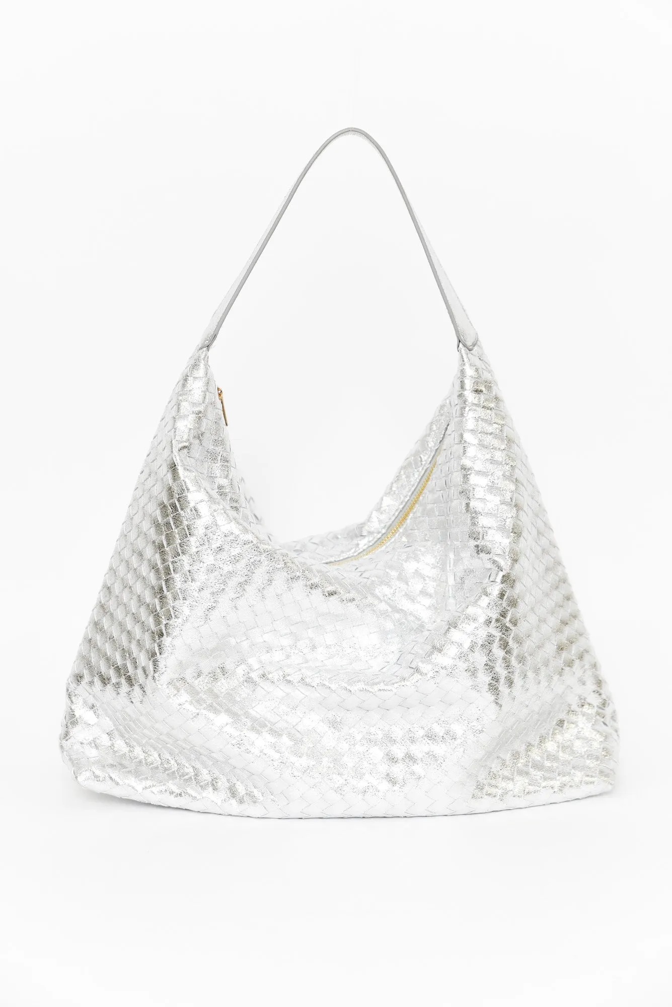 Benita Silver Weave Slouch Handbag