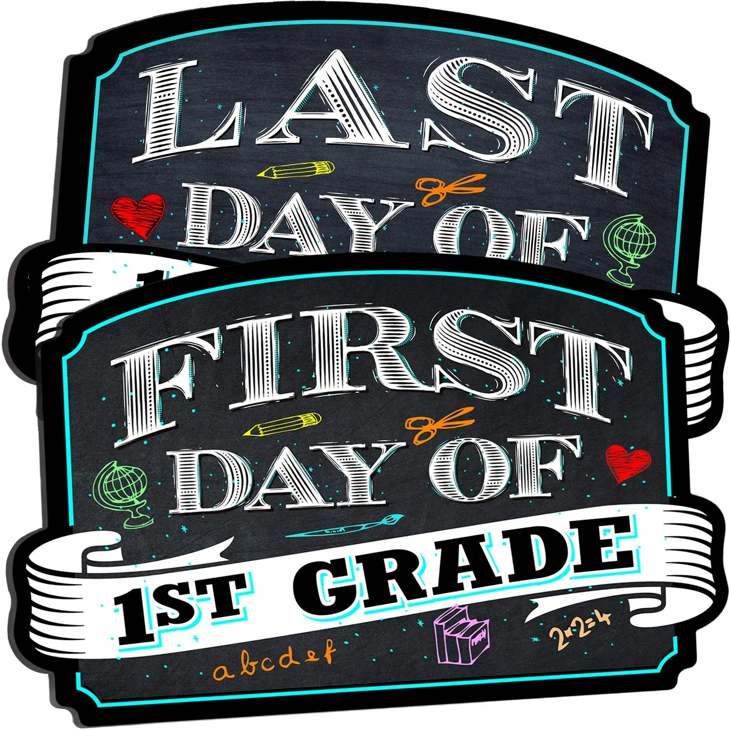 Bigtime Signs First Day of School & Last Day of School Double Sided Photo Picture Prop