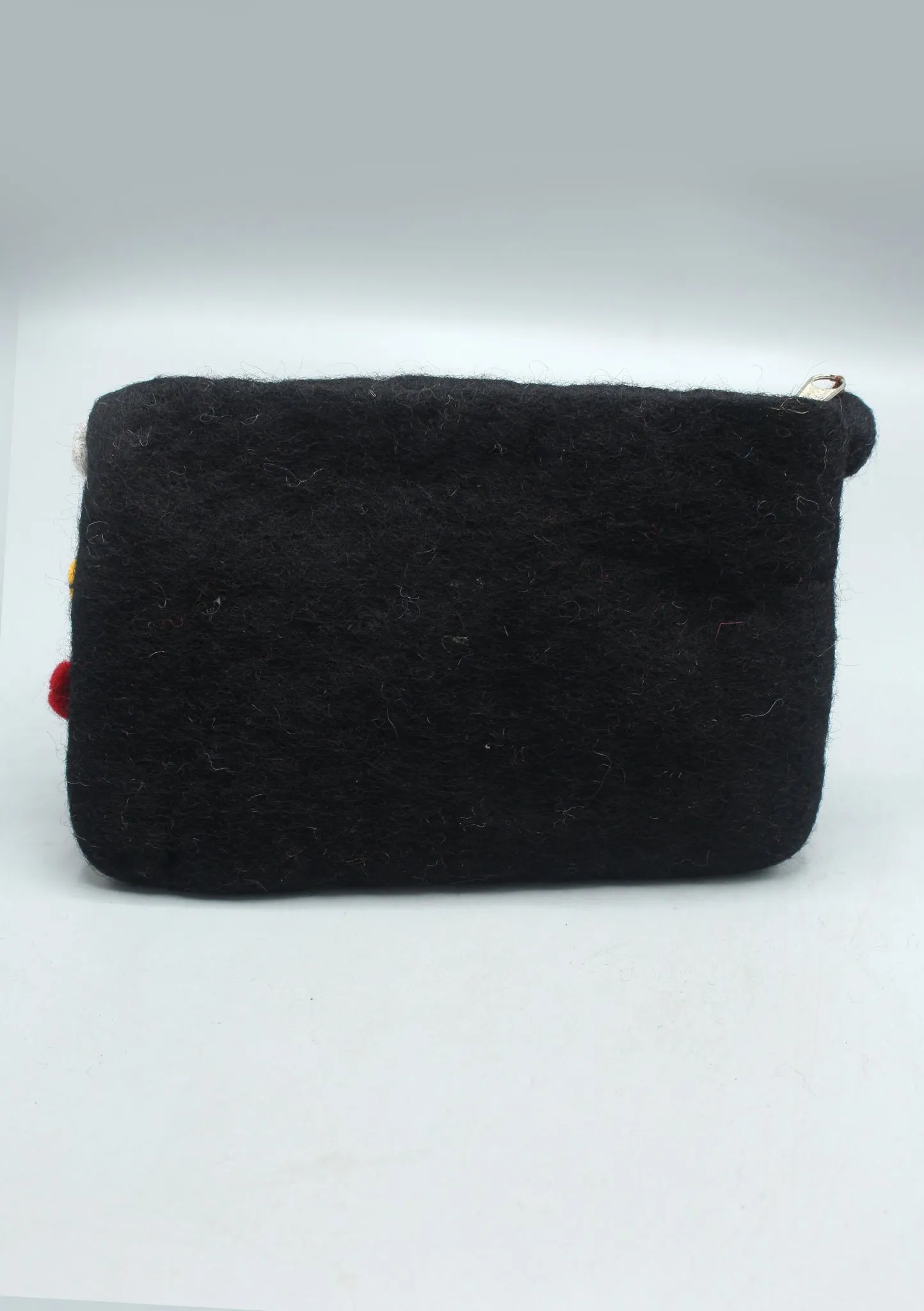 Black Flower Felt Clutch Purse