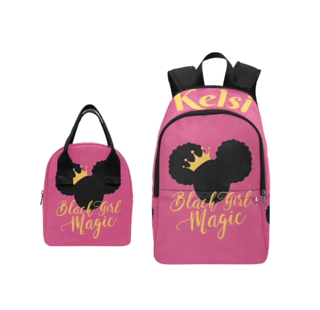 Black Girl Magic Personalized Backpack & Lunch Bag Bundle