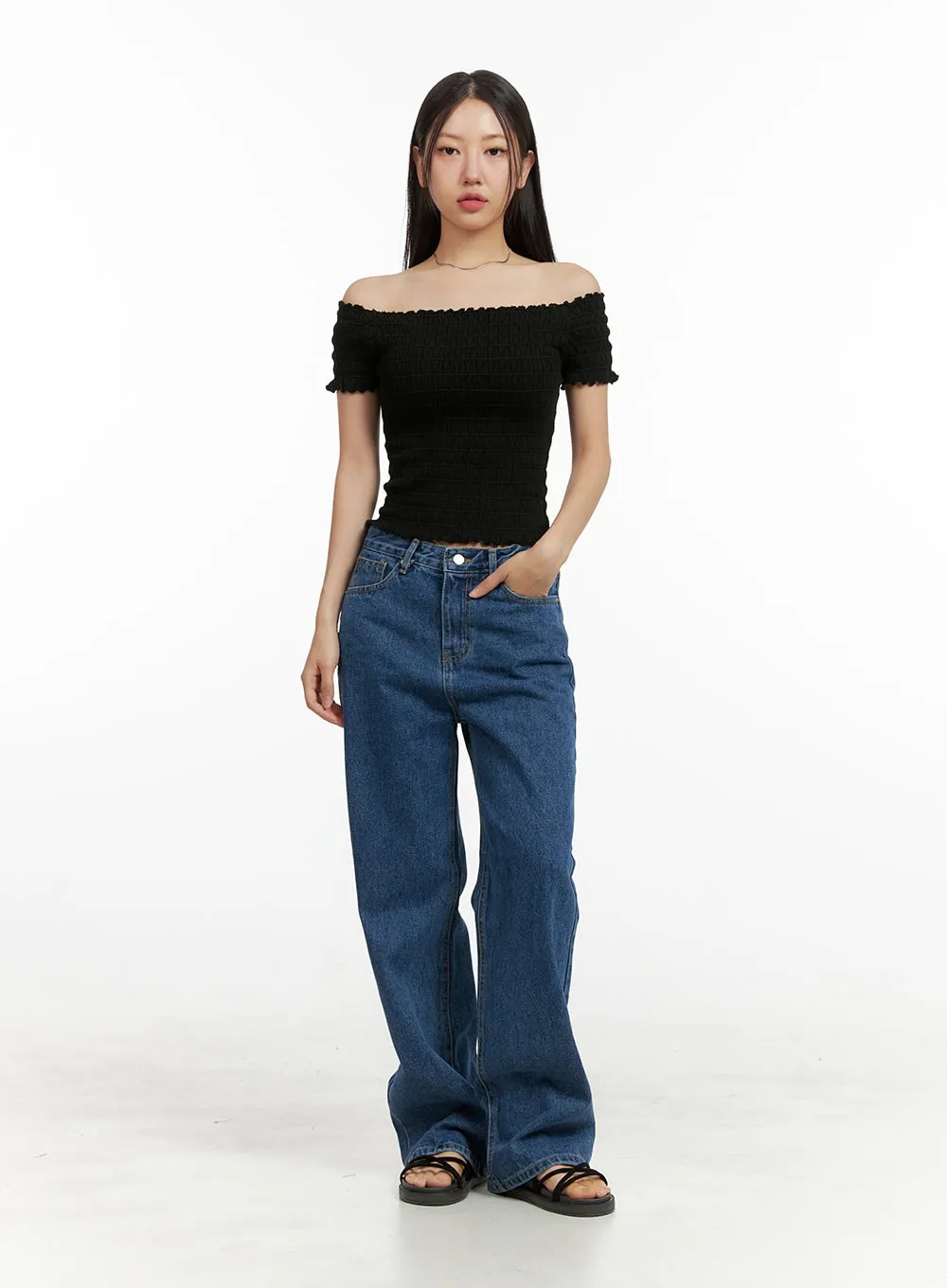 Blue Wide-Leg Jeans OU407