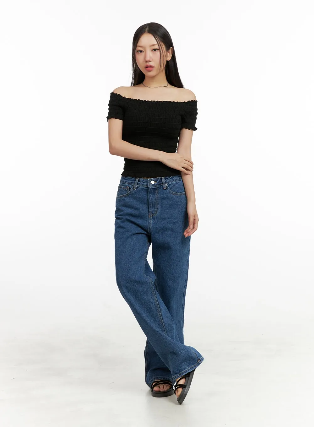 Blue Wide-Leg Jeans OU407