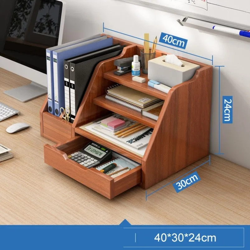 Bookshelf Desktop Office Folder Storage File Sorter Wood Organizer