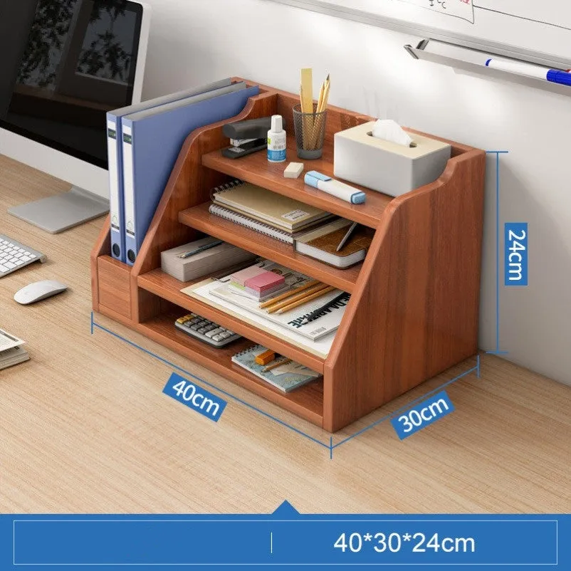 Bookshelf Desktop Office Folder Storage File Sorter Wood Organizer