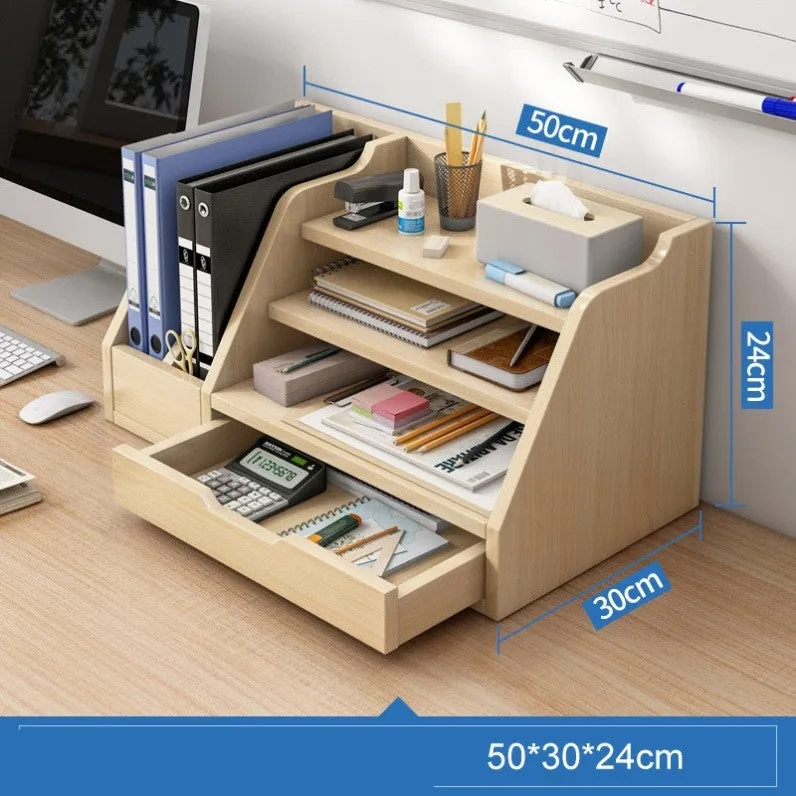 Bookshelf Desktop Office Folder Storage File Sorter Wood Organizer