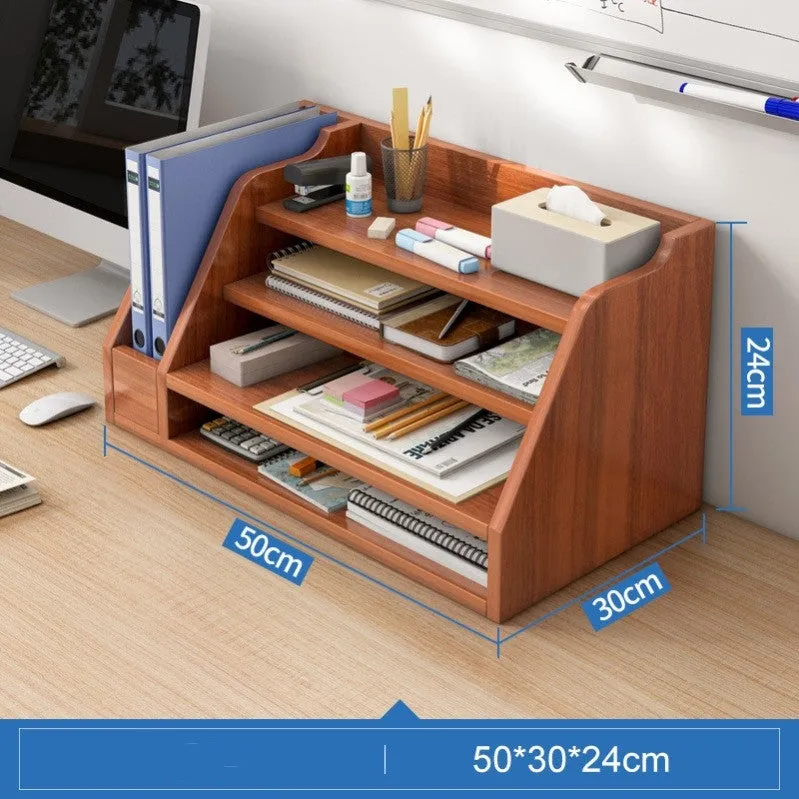 Bookshelf Desktop Office Folder Storage File Sorter Wood Organizer