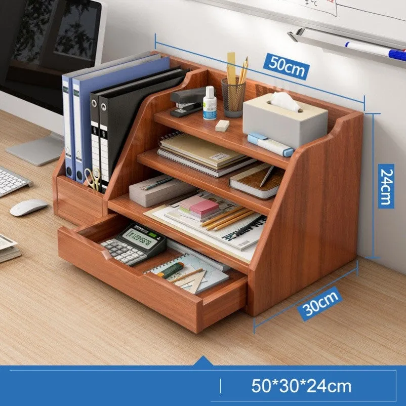 Bookshelf Desktop Office Folder Storage File Sorter Wood Organizer