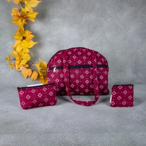 Bristlefront Everyday Tote Combo Maroon with Small Flower Design