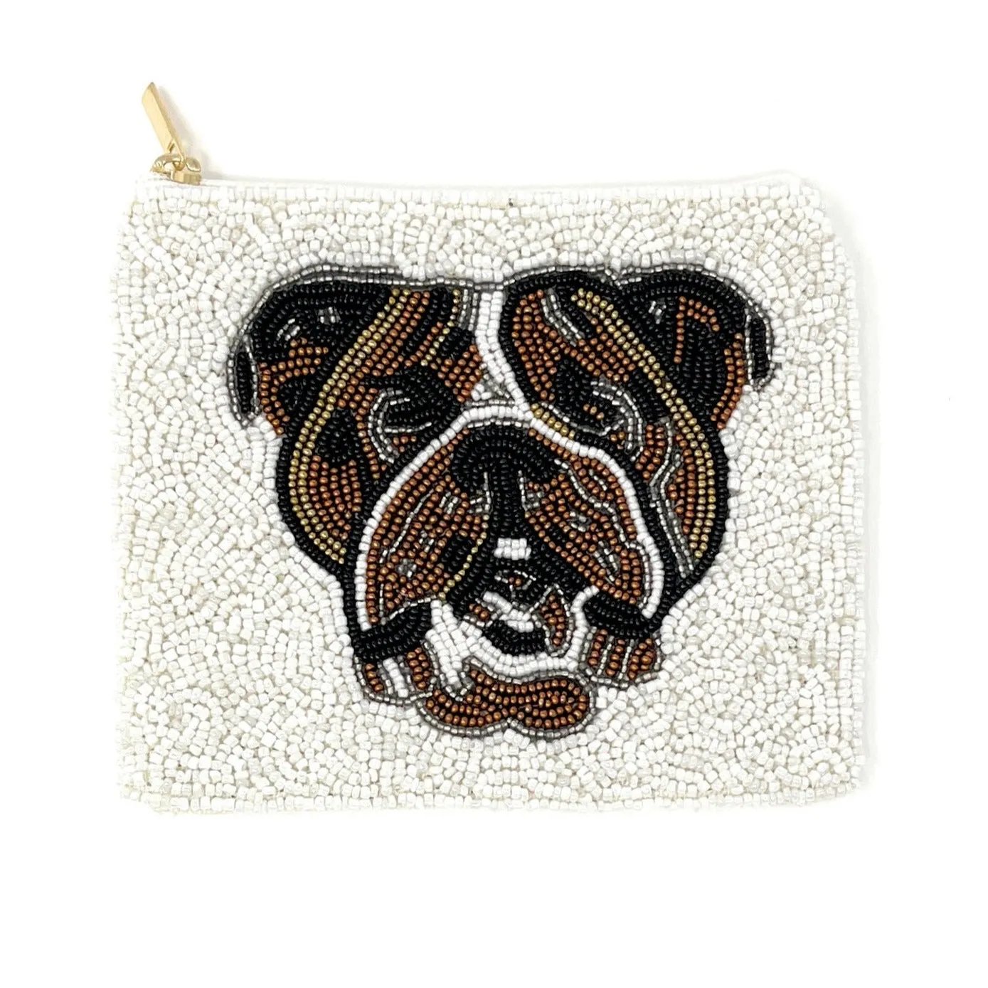 Bulldog Face Beaded Coin Purse