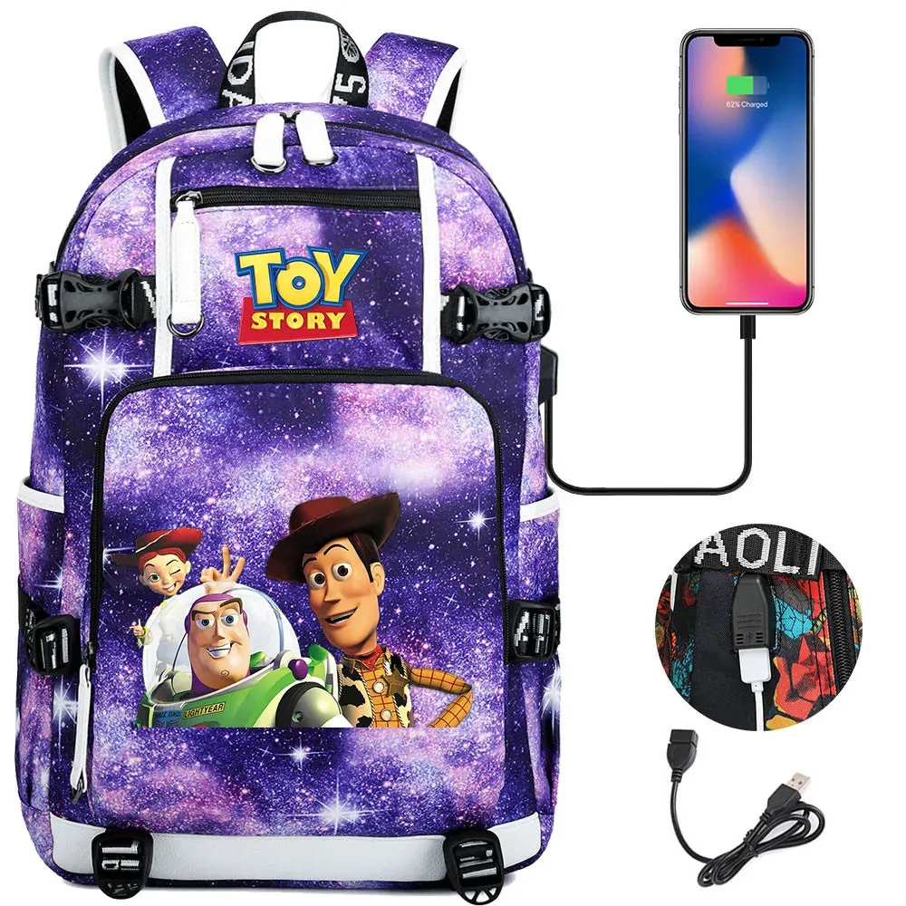 Buzz Lightyear Woody Schoolbag USB Charging Backpack